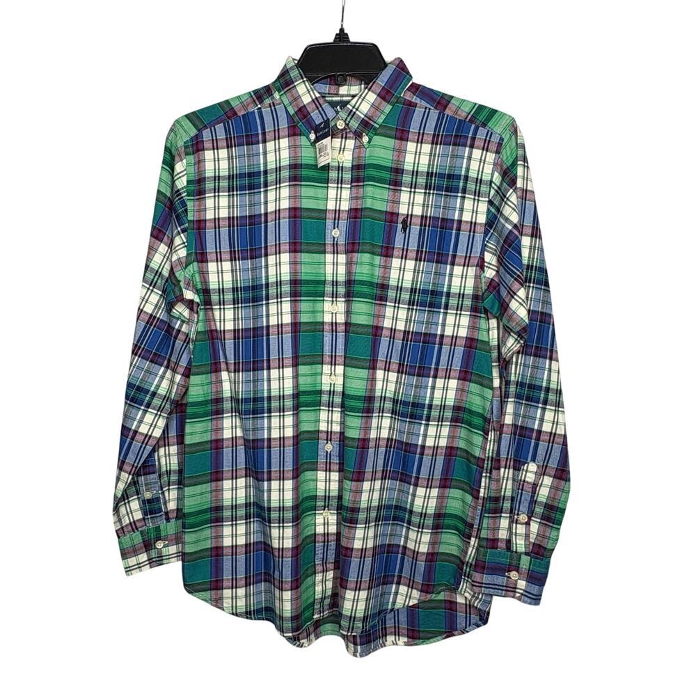Ralph Lauren Young Men's Youth Long Sleeve Flannel Cotton Button Up Shirt XL New